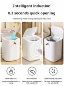 New Smart Trash Can with Lid, Sensor-Activated, for Home Living Room, Luxury Bathroom, Kitchen, and Restroom, Fully Automatic Electric