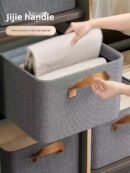 Home Storage Box Wardrobe Organizer Clothes and Pants Storage Box Fabric Cationic Storage Basket (PACK OF 4)