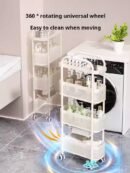 Narrow cabinet with drawers for bathroom, refrigerator, sofa, and toilet, integrated storage, bathroom gap storage rack