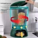 Insect-proof, moisture-proof, sealed, thickened rice container with rotating dividers for storing various grains and cereals at home.