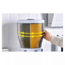 Insect-proof, moisture-proof, sealed, thickened rice container with rotating dividers for storing various grains and cereals at home.